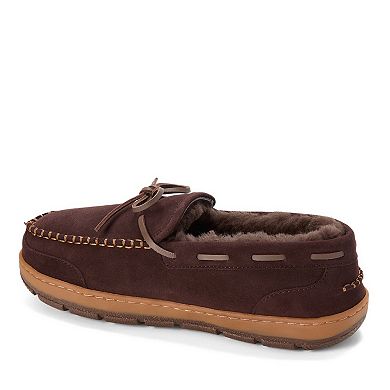 Dearfoams Fireside Men's Genuine Shearling Moccasin Toe Slippers