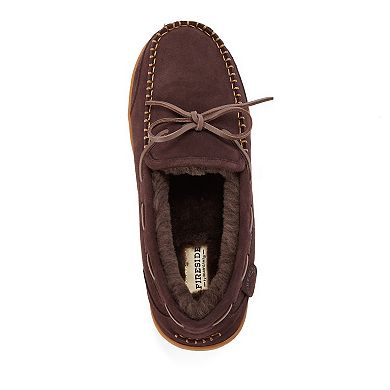 Dearfoams Fireside Men's Genuine Shearling Moccasin Toe Slippers