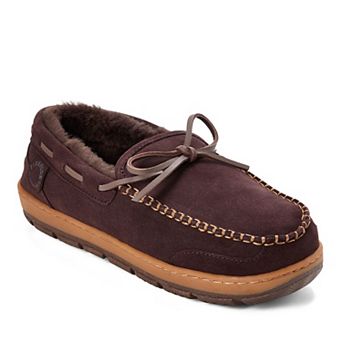 Dearfoams Fireside Men's Genuine Shearling Moccasin Toe Slippers
