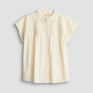 Women's Farmers Market Eyelet Yoke Dolman Top