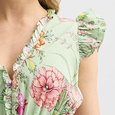 Women's Farmers Market V-Neck Ruffle Midi Dress