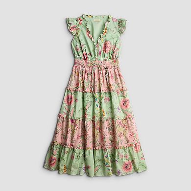 Women's Farmers Market V-Neck Ruffle Midi Dress