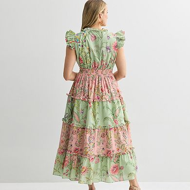 Women's Farmers Market V-Neck Ruffle Midi Dress