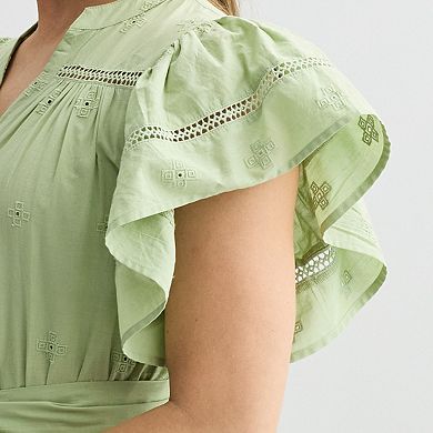 Women's Farmers Market Flutter Sleeve Maxi Dress