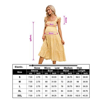 Maternity Dress Summer Sleeveless Smocked Square Neck Ruffle Midi Dress Baby Shower Photoshoot