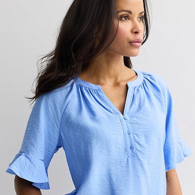 Women's Croft & Barrow® Short-Sleeve Notchneck Blouse