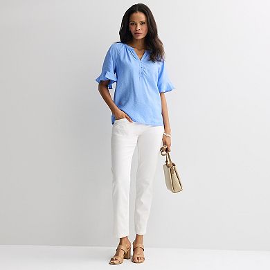 Women's Croft & Barrow® Short-Sleeve Notchneck Blouse