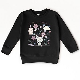 Mini Smiley Full of Smiles Outline - Toddler Graphic Sweatshirt