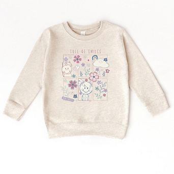 Mini Smiley Full of Smiles Outline - Toddler Graphic Sweatshirt