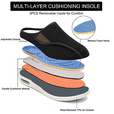 Women's Width Adjustable Closure Swollen Feet Fasciitis Edema Walking Slippers
