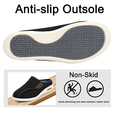 Women's Width Adjustable Closure Swollen Feet Fasciitis Edema Walking Slippers