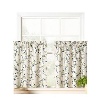 50% Polyester and 50% Cotton Blend Vintag Scale Printed Vine Pattern Curtain Tier Set