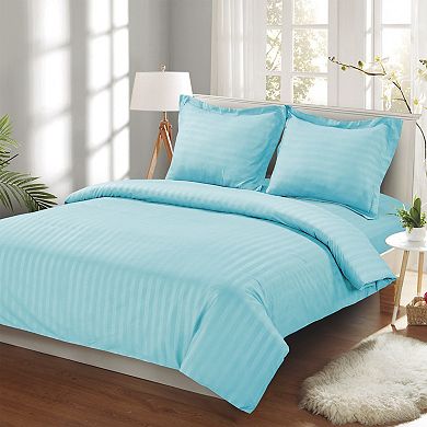 Elegant Comfort 3-Piece Stripe Duvet Cover Set - Dobby Stripe Printed Pattern