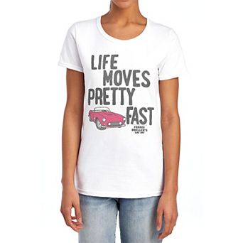 Juniors' Ferris Bueller's Day Off "Life Moves Pretty Fast" Graphic Tee