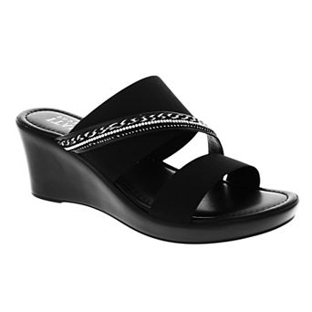 Italian Shoemakers Ailsa Women's Wedge Slip-On Sandals with Decorative Strap