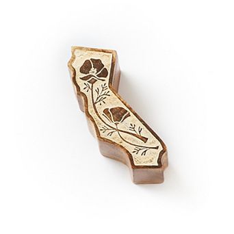 California Poppy Keepsake Box - Hand Carved State Flower Swivel Lid