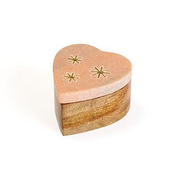 Jaipuri Heart Keepsake Box - Pink Carved Marble
