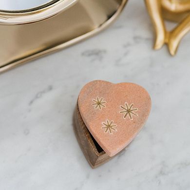Jaipuri Heart Keepsake Box - Pink Carved Marble