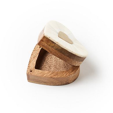 Mukhendu Heart Keepsake Box - Bone, Brass Inlay