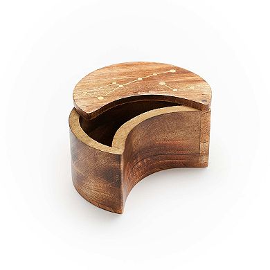Jyotisha Celestial Pivot Box - Mango Wood, Brass Inlay