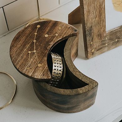 Jyotisha Celestial Pivot Box - Mango Wood, Brass Inlay