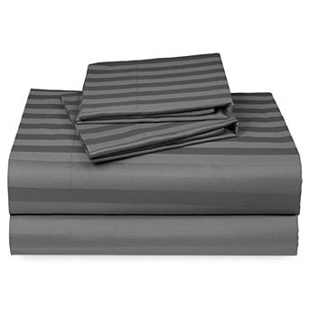 California Design Den Cooling 500 Thread Count Deep Pocket Striped Sheet Set - 100% Cotton Sateen