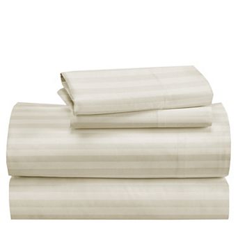 California Design Den Cooling 500 Thread Count Deep Pocket Striped Sheet Set - 100% Cotton Sateen