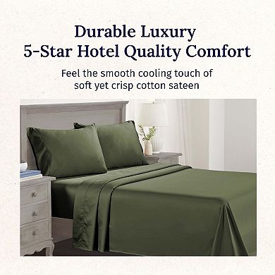 California Design Den Luxury 600 Thread Count Deep Pocket Sheet Set - 100% Cotton Sateen