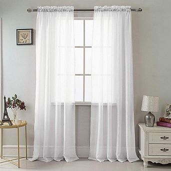 100% Polyester Celine Sheer Rod Pocket Curtain Panel Pair