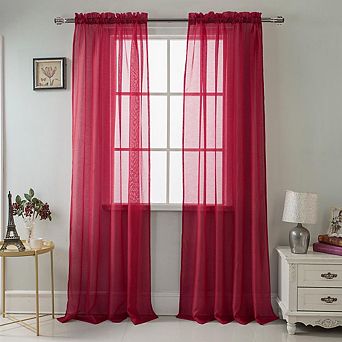 100% Polyester Celine Sheer Rod Pocket Curtain Panel Pair
