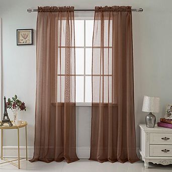 100% Polyester Celine Sheer Rod Pocket Curtain Panel Pair