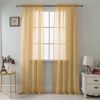 100% Polyester Celine Sheer Rod Pocket Curtain Panel Pair