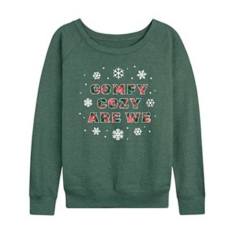 Women's Comfy Cozy Are We French Terry Long Sleeve Christmas Graphic Tee