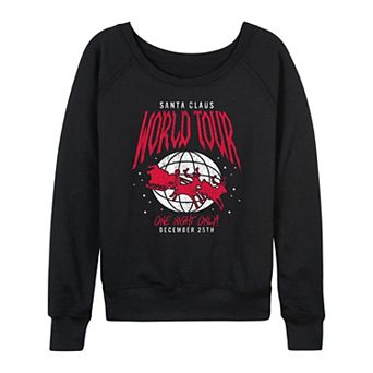Women's Santa World Tour French Terry Long Sleeve Christmas Graphic Tee