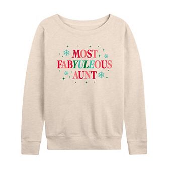 Women's Most FabYULEous Aunt French Terry Long Sleeve Christmas Graphic Tee