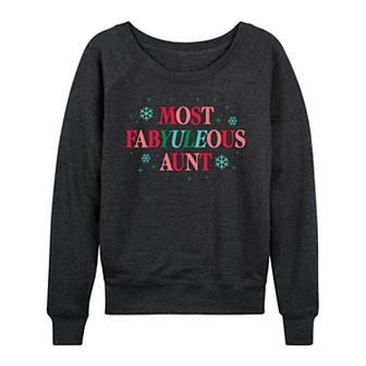 Women's Most FabYULEous Aunt French Terry Long Sleeve Christmas Graphic Tee