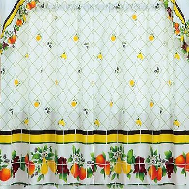 Trading Ruffle 100% polyester Fruit Medley Kitchens Tier and Valance Set