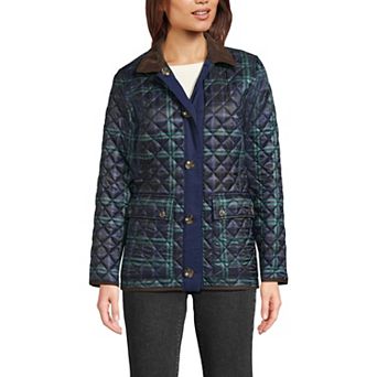 Women's Lands' End Print Reversible Barn Quilted Insulated Jacket