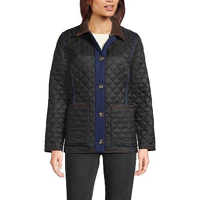 Women's Lands' End Print Reversible Barn Quilted Insulated Jacket