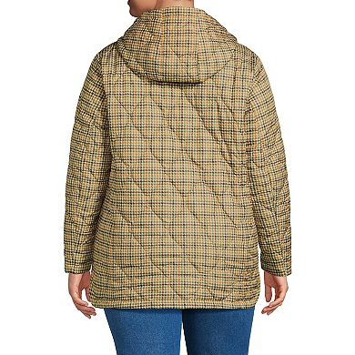 Plus Size Lands' End Print Feather Free Onion Quilted Insulated Jacket