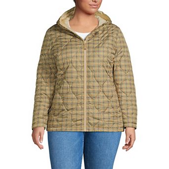 Plus Size Lands' End Print Feather Free Onion Quilted Insulated Jacket