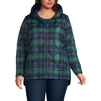 Plus Size Lands' End Print Feather Free Onion Quilted Insulated Jacket