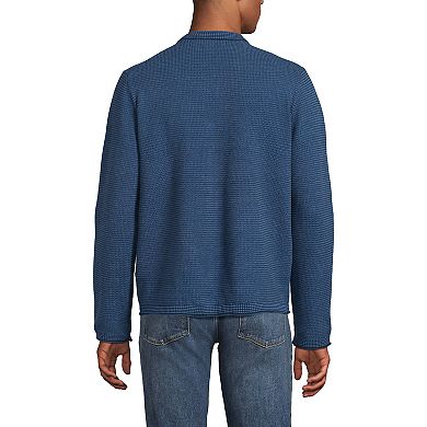 Men's Lands' End Long Sleeve Textured Cotton Crewneck Sweater