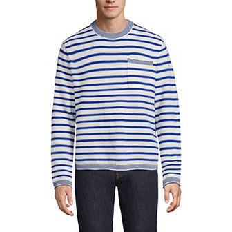 Men's Lands' End Long Sleeve Textured Cotton Crewneck Sweater