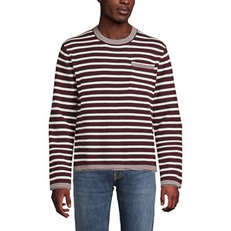 Men's Lands' End Long Sleeve Textured Cotton Crewneck Sweater