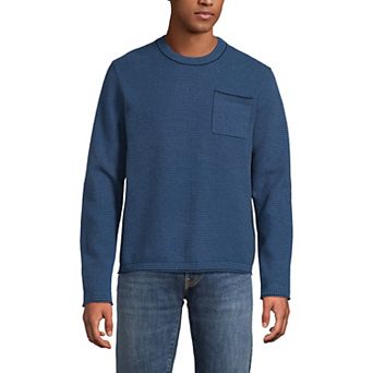 Men's Lands' End Long Sleeve Textured Cotton Crewneck Sweater