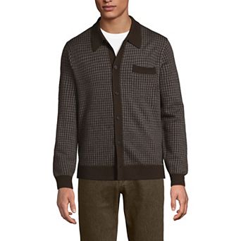 Men's Lands' End Long Sleeve Merino Button Through Sweater Polo