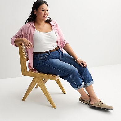 Plus Size Sonoma Goods For Life® Mid Rise Relaxed Boyfriend Jeans