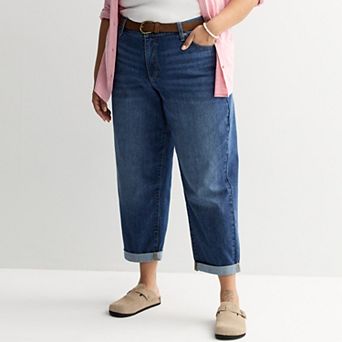 Plus Size Sonoma Goods For Life® Mid Rise Relaxed Boyfriend Jeans