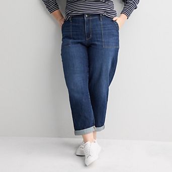 Plus Size Sonoma Goods For Life® Mid Rise Relaxed Boyfriend Jeans